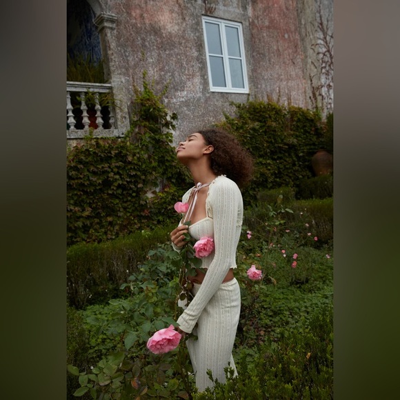 For Love & Lemons Mydna Pointelle Knit Tank Cardigan Set S - Picture 7 of 9